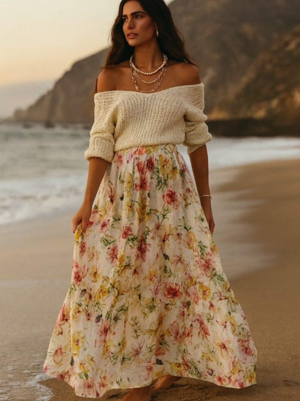 The Ellena Floral Maxi Skirt | Gossamer Cotton One Size NWT